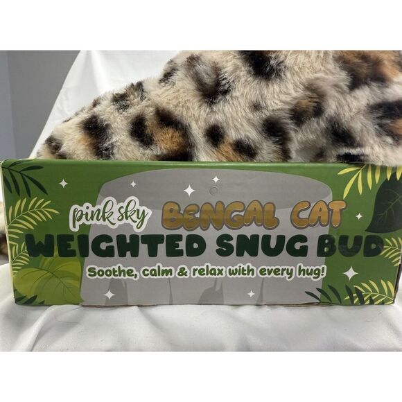 Pink Sky Snug Bud Bengal Cat Plush‎ Animal Weighted 2.2 Lbs NEW Soft Calm Sleep - Picture 6 of 7